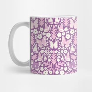 BUTTERFLY DAMASK GEOMETRIC BOTANICAL FLORAL PATTERN PASTEL PURPLE LILAC Mug